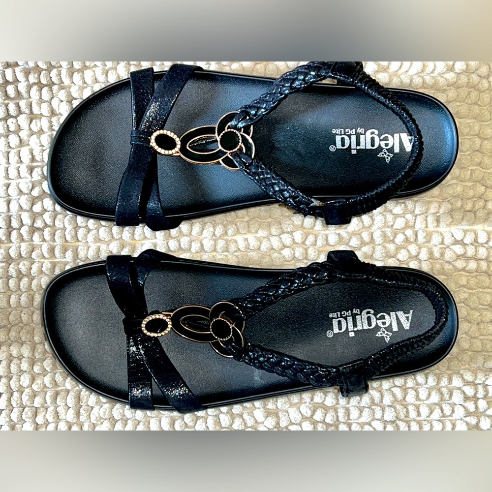 Alegria by PG Lite Women’s Size EU 40 Black Embellished Sandals Worn Once EUC